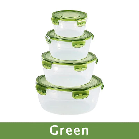 NNEDSZ Green Round Plastic Food Storage Containers Set - Microwave-Safe Bento Boxes with Airtight Lids for Kitchen and Fridge