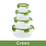 NNEDSZ Green Round Plastic Food Storage Containers Set - Microwave-Safe Bento Boxes with Airtight Lids for Kitchen and Fridge