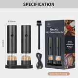 NNEDSZ Rechargeable Electric Salt and Pepper Grinder Set (Includes Two Grinders) - Adjustable Ceramic Grinding Core with USB Charging