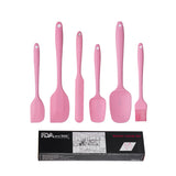 NNEDSZ 6-Piece Silicone Kitchen Utensil Set - Heat Resistant Baking Tools with Spatulas, Spoon, and Brush (Pink)(2 set/ 12PCS)