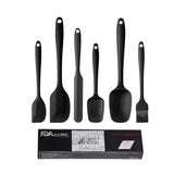 NNEDSZ 6-Piece Silicone Kitchen Utensil Set - Heat Resistant Baking Tools with Spatulas, Spoon, and Brush (Black)(2 set/12PCS)