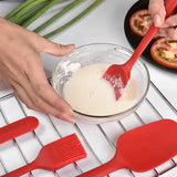 NNEDSZ 6-Piece Silicone Kitchen Utensil Set - Heat Resistant Baking Tools with Spatulas, Spoon, and Brush (Black)(2 set/12PCS)