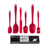 NNEDSZ 6-Piece Silicone Kitchen Utensil Set - Heat Resistant Baking Tools with Spatulas, Spoon, and Brush (Red)(2 set/12PCS)