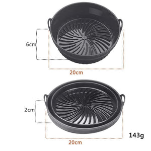 NNEDSZ 3D Round Air Fryer Silicone Liners - Food-Grade, Non-Stick, Reusable Basket Mats for Air Fryers, Ovens, and Microwaves (4 PCS Black)