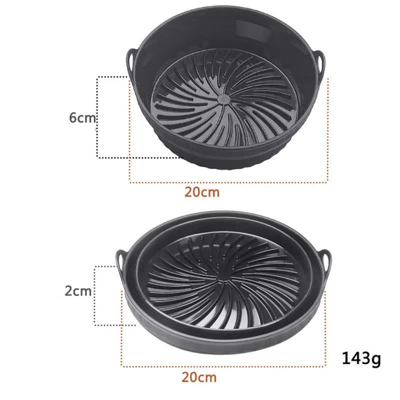 NNEDSZ 3D Round Air Fryer Silicone Liners - Food-Grade, Non-Stick, Reusable Basket Mats for Air Fryers, Ovens, and Microwaves (4 PCS Black)