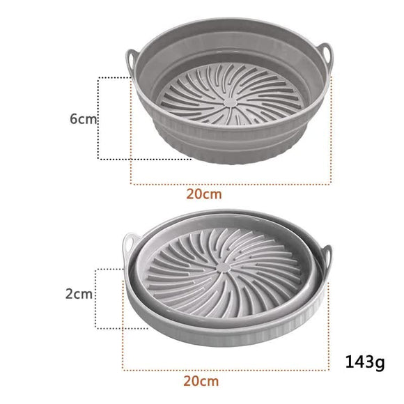 NNEDSZ 3D Round Air Fryer Silicone Liners - Food-Grade, Non-Stick, Reusable Basket Mats for Air Fryers, Ovens, and Microwaves (4 PCS Gray)
