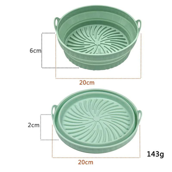 NNEDSZ 3D Round Air Fryer Silicone Liners - Food-Grade, Non-Stick, Reusable Basket Mats for Air Fryers, Ovens, and Microwaves (4 PCS Green)