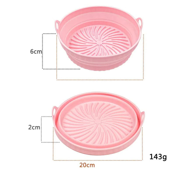 NNEDSZ 3D Round Air Fryer Silicone Liners - Food-Grade, Non-Stick, Reusable Basket Mats for Air Fryers, Ovens, and Microwaves (4 PCS Pink)