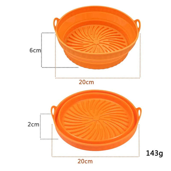 NNEDSZ 3D Round Air Fryer Silicone Liners - Food-Grade, Non-Stick, Reusable Basket Mats for Air Fryers, Ovens, and Microwaves (4 PCS Orange)