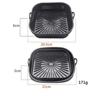 NNEDSZ 3D Square Air Fryer Silicone Liners - Food-Grade, Non-Stick, Reusable Basket Mats for Air Fryers, Ovens, and Microwaves (4 PCS Black)