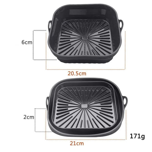NNEDSZ 3D Square Air Fryer Silicone Liners - Food-Grade, Non-Stick, Reusable Basket Mats for Air Fryers, Ovens, and Microwaves (4 PCS Black)