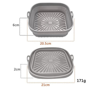 NNEDSZ 3D Square Air Fryer Silicone Liners - Food-Grade, Non-Stick, Reusable Basket Mats for Air Fryers, Ovens, and Microwaves (4 PCS Gray)