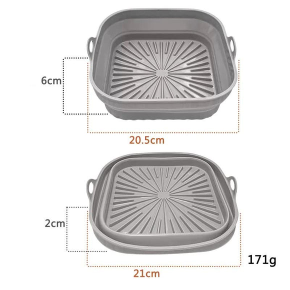 NNEDSZ 3D Square Air Fryer Silicone Liners - Food-Grade, Non-Stick, Reusable Basket Mats for Air Fryers, Ovens, and Microwaves (4 PCS Gray)