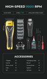 NNEDSZ VGR Professional Hair Clipper Set - 9000 RPM Vector Motor, Rechargeable Cordless Grooming Kit with Accessories