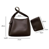 NNEDSZ Khaki 2-Piece Women's Bucket Bag Set - Vintage Large Capacity Shoulder Tote & Crossbody Bag (Commuter Style)