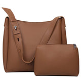 NNEDSZ Brown 2-Piece Women's Bucket Bag Set - Vintage Large Capacity Shoulder Tote & Crossbody Bag (Commuter Style)