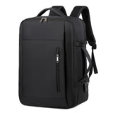 NNEDSZ Black Expandable Backpack with USB Port - Multi-Functional Outdoor, Commuter & Laptop Bag
