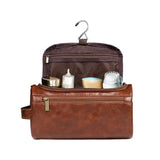 NNEDSZ Brown Large Capacity Travel Toiletry Bag - Portable Waterproof Makeup Organizer for Business & Vacation