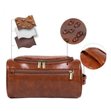 NNEDSZ Brown Large Capacity Travel Toiletry Bag - Portable Waterproof Makeup Organizer for Business & Vacation