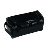 NNEDSZ Black Large Capacity PU Leather Travel Toiletry Bag - Portable Waterproof Makeup Organizer for Business & Vacation