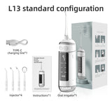 NNEDSZ L13 White Portable Electric Water Flosser - Handheld Teeth Cleaner, USB Rechargeable, Deep Oral Irrigator