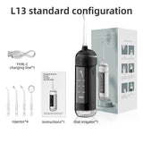 NNEDSZ L13 Black Portable Electric Water Flosser - Handheld Teeth Cleaner, USB Rechargeable, Deep Oral Irrigator