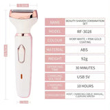 NNEDSZ Women's 4-in-1 Electric Hair Removal Razor for Sensitive Areas - Underarm, Bikini Line & Body Grooming (3028 white)