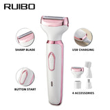 NNEDSZ Women's 4-in-1 Electric Hair Removal Razor for Sensitive Areas - Underarm, Bikini Line & Body Grooming (3028 white)