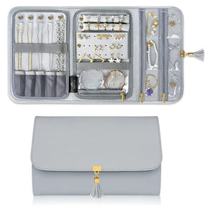 NNEDSZ Foldable Jewelry Storage Travel Organizer - Portable Multi-Compartment Jewelry Case for Rings, Earrings, and More