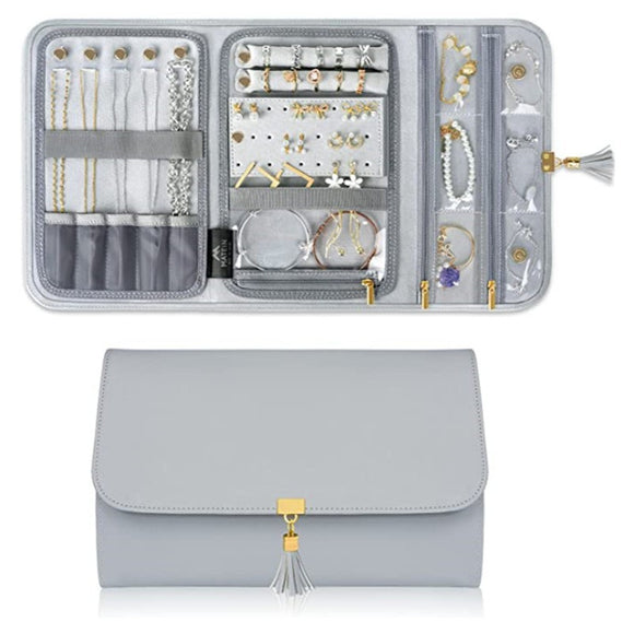 NNEDSZ Foldable Jewelry Storage Travel Organizer - Portable Multi-Compartment Jewelry Case for Rings, Earrings, and More
