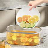 NNEDSZ Cream White Refrigerator Cold Water Dispenser - 5.3L Fruit Tea Jug with Tap for Home Beverages