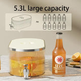 NNEDSZ Cream White Refrigerator Cold Water Dispenser - 5.3L Fruit Tea Jug with Tap for Home Beverages