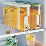 NNEDSZ Green Refrigerator Cold Water Jug with Tap - 4L Large Capacity Sealed Beverage Dispenser for Juice and Water