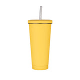 NNEDSZ 750ml Yellow Straw Cup - 304 Stainless Steel Reusable BPA-Free Water Bottle with Leak-Proof Lid, Large Capacity, Perfect for Hydration On-the-Go
