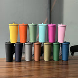 NNEDSZ 750ml Yellow Straw Cup - 304 Stainless Steel Reusable BPA-Free Water Bottle with Leak-Proof Lid, Large Capacity, Perfect for Hydration On-the-Go