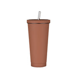 NNEDSZ 750ml Dark Brown Straw Cup - 304 Stainless Steel Reusable BPA-Free Water Bottle with Leak-Proof Lid, Large Capacity, Perfect for Hydration On-the-Go