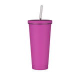 NNEDSZ 750ml Rose Red Straw Cup - 304 Stainless Steel Reusable BPA-Free Water Bottle with Leak-Proof Lid, Large Capacity, Perfect for Hydration On-the-Go