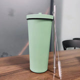 NNEDSZ 750ml Rose Red Straw Cup - 304 Stainless Steel Reusable BPA-Free Water Bottle with Leak-Proof Lid, Large Capacity, Perfect for Hydration On-the-Go