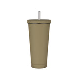NNEDSZ 750ml Light Brown Straw Cup - 304 Stainless Steel Reusable BPA-Free Water Bottle with Leak-Proof Lid, Large Capacity, Perfect for Hydration On-the-Go