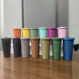 NNEDSZ 750ml Light Brown Straw Cup - 304 Stainless Steel Reusable BPA-Free Water Bottle with Leak-Proof Lid, Large Capacity, Perfect for Hydration On-the-Go