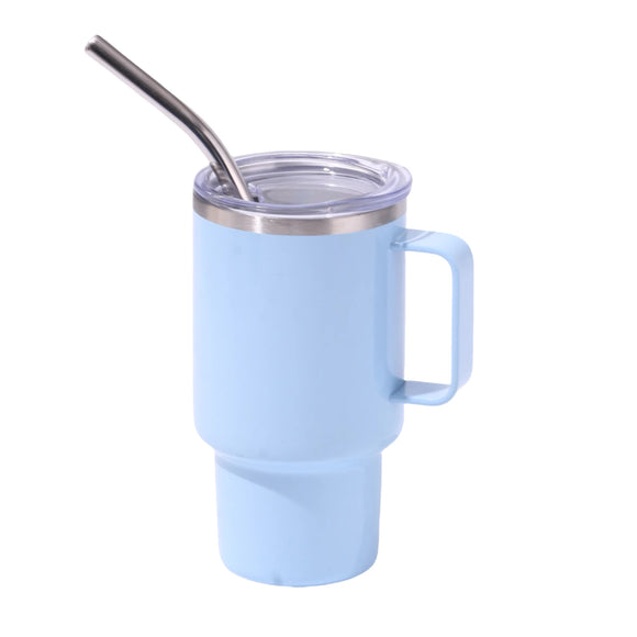 NNEDSZ 3oz Sky Blue Sublimation Mini Car Cup – 304 Stainless Steel Straw Beer Cup, Portable Insulated Whiskey Shot Glass, Perfect for On-the-Go Drinking