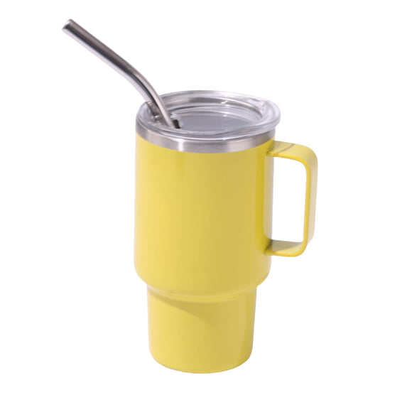 NNEDSZ 3oz Yellow Sublimation Mini Car Cup - 304 Stainless Steel Straw Beer Cup, Portable Insulated Whiskey Shot Glass, Perfect for On-the-Go Drinking