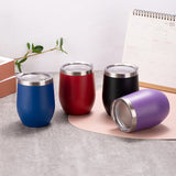 NNEDSZ Orange 12oz Double-Wall Vacuum 304 Eggshell Cup -C Mini Portable Insulated U-Shaped Cup, Creative Small Beer Mug