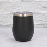 NNEDSZ Black 12oz Double-Wall Vacuum 304 Eggshell Cup - Mini Portable Insulated U-Shaped Cup, Creative Small Beer Mug