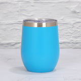 NNEDSZ Blue 12oz Double-Wall Vacuum 304 Eggshell Cup - Mini Portable Insulated U-Shaped Cup, Creative Small Beer Mug
