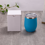 NNEDSZ Blue 12oz Double-Wall Vacuum 304 Eggshell Cup - Mini Portable Insulated U-Shaped Cup, Creative Small Beer Mug