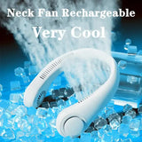 NNEDSZ Pink Portable Neck Hanging USB Fan – Mini Hands-Free Wearable Fan, USB Rechargeable, No-Blade Design for Cooling