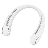 NNEDSZ White Portable Neck Hanging USB Fan - Mini Hands-Free Wearable Fan, USB Rechargeable, No-Blade Design for Cooling