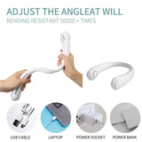 NNEDSZ White Portable Neck Hanging USB Fan - Mini Hands-Free Wearable Fan, USB Rechargeable, No-Blade Design for Cooling