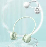 NNEDSZ White Portable Neck Hanging USB Fan - Foldable Lazy Fan with Strong Airflow, USB Rechargeable, Outdoor & Desktop Use
